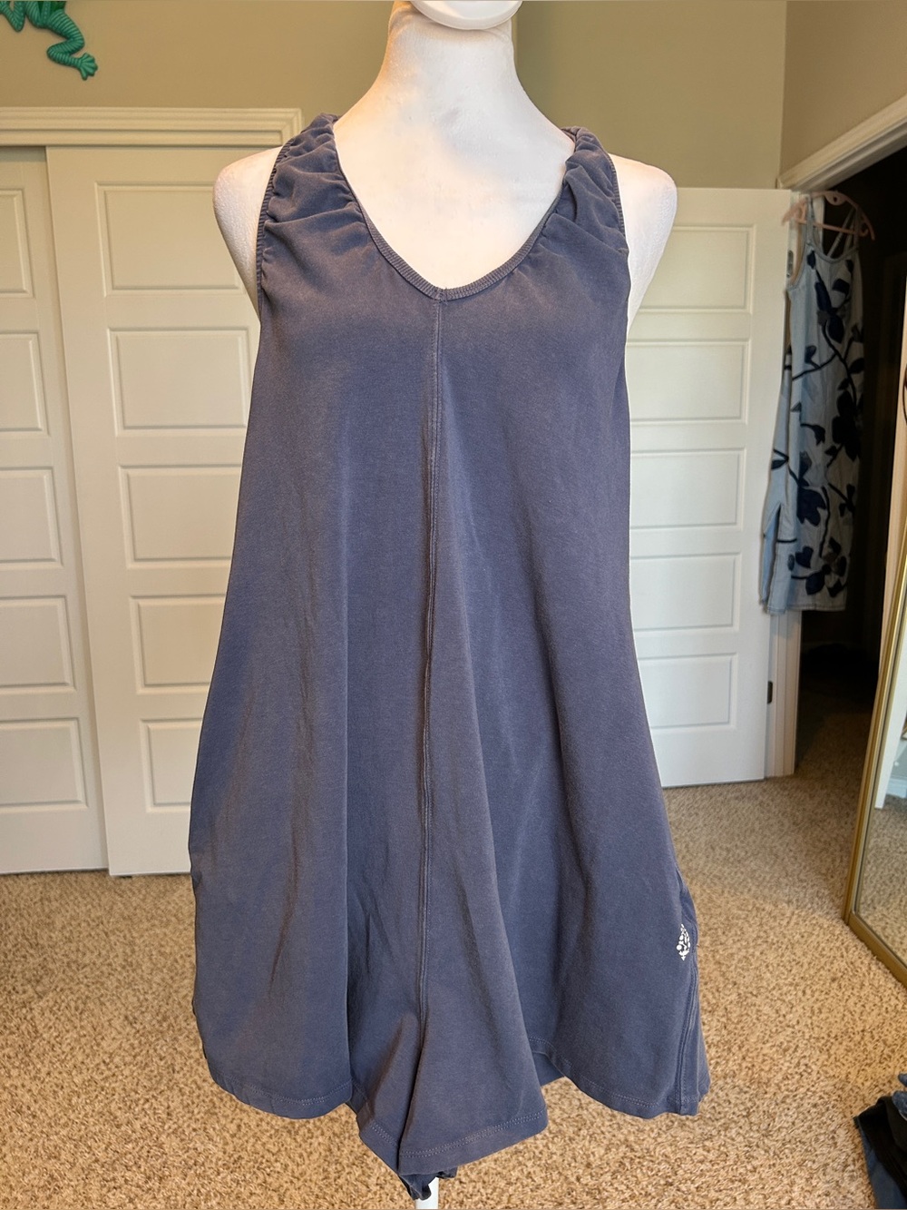 FP Free People Movement Hot Shot Romper Halter Blue Indigo Size Small